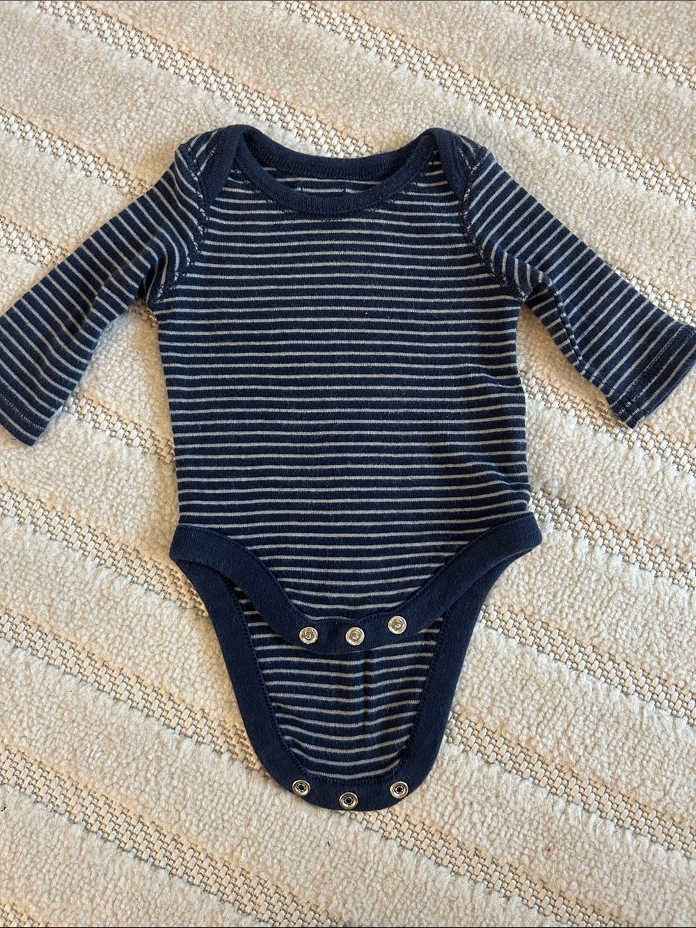 GAP Navy and White Striped Long-Sleeve One-Piece
